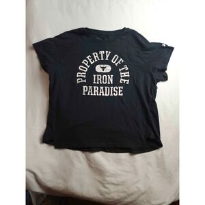 Under Armour Loose T Shirt Womens Size XS Black Project Rock Iron Paradise Gym